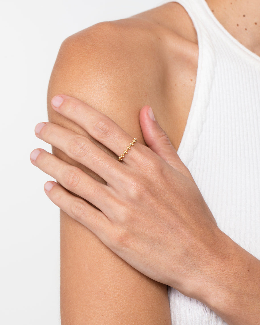 Anel Liso de Bolinhas em Ouro 18K Pops