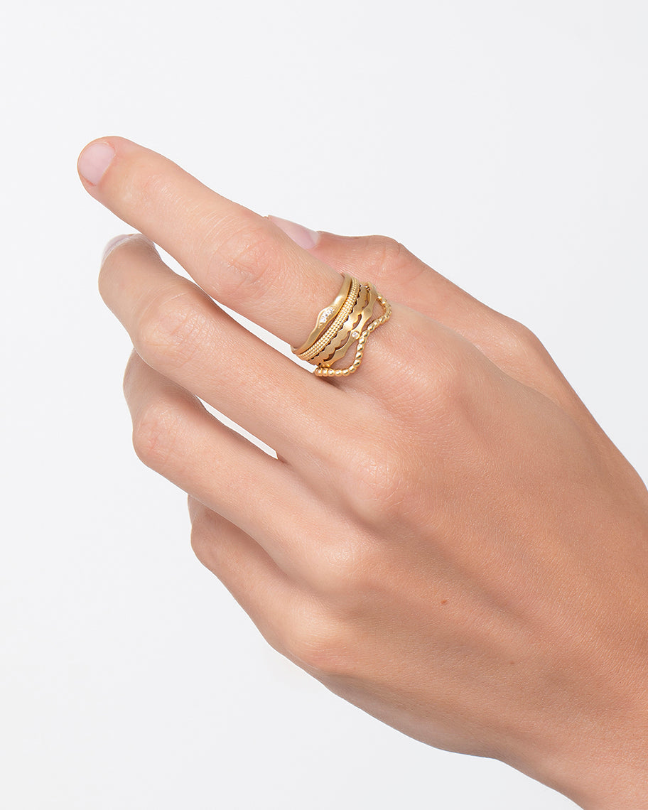 Anel Liso de Bolinhas em Ouro 18K Pops