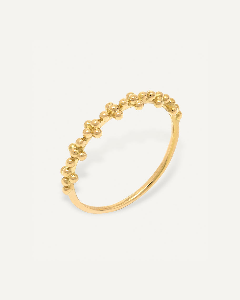 Anel Liso de Bolinhas em Ouro 18K Pops