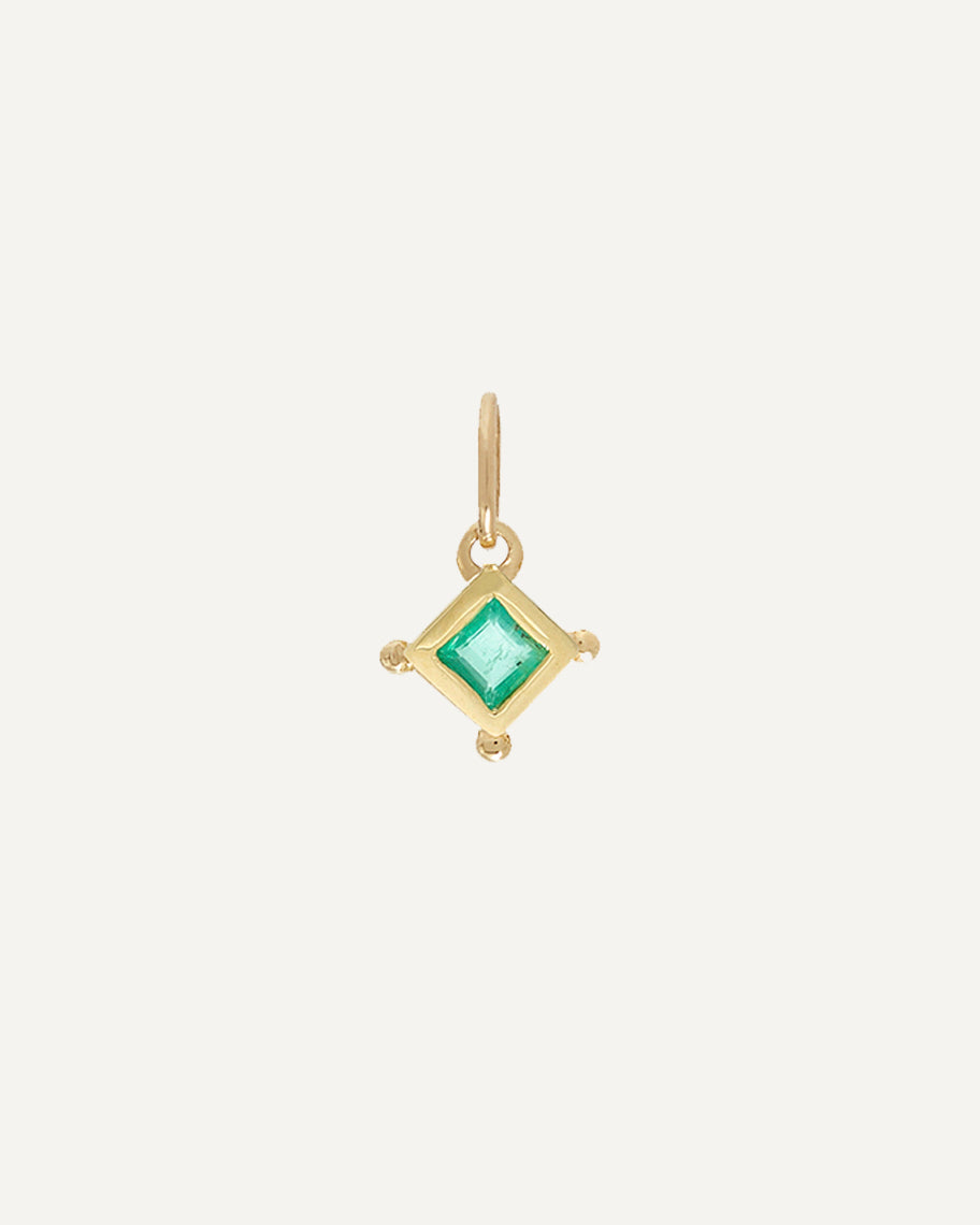 Pingente para Colar em Ouro 18K Algodão Esmeralda