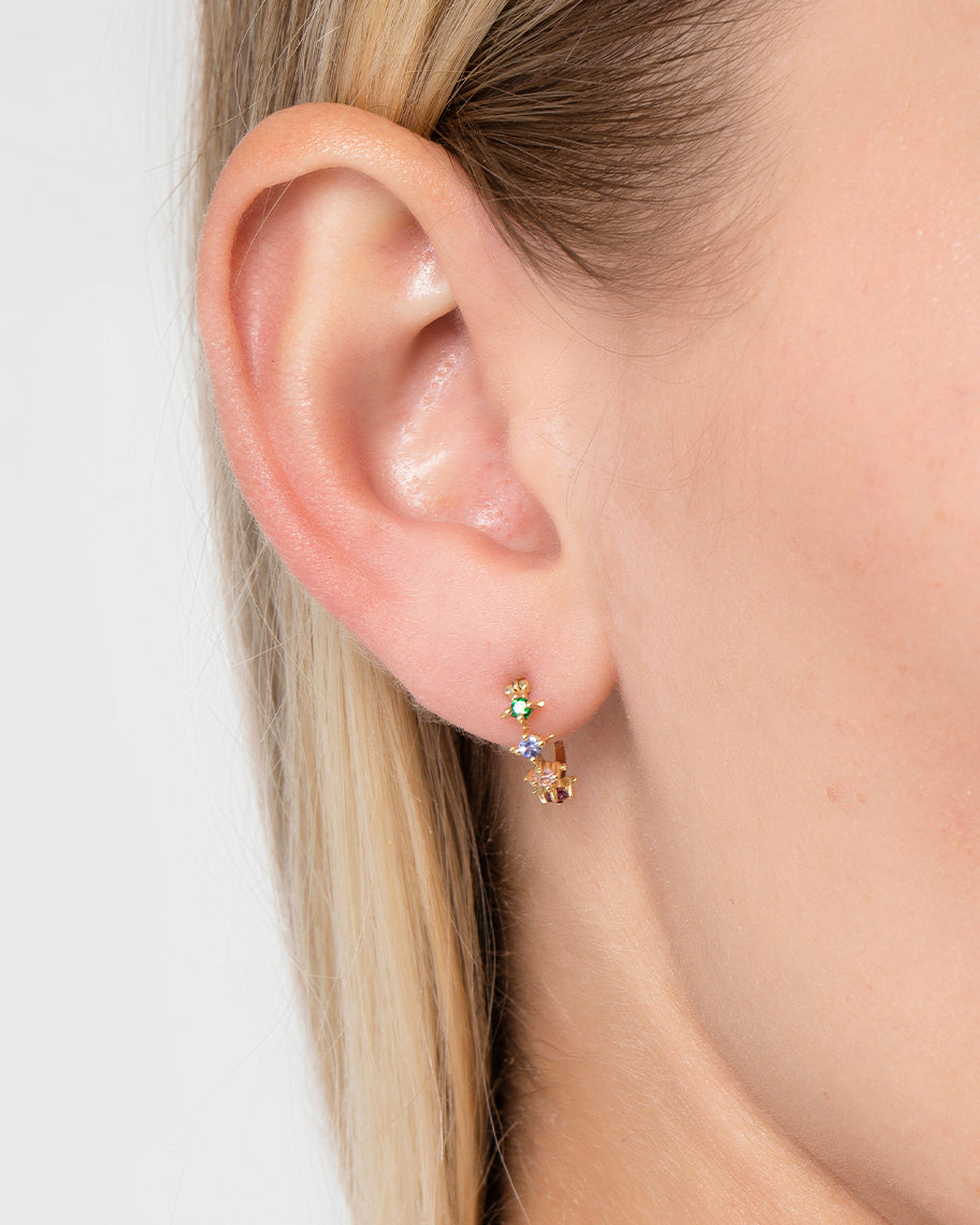 Argola Primavera em Ouro 18K e Pedras Preciosas Coloridas