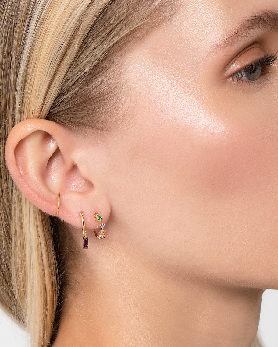 Argola Primavera em Ouro 18K e Pedras Preciosas Coloridas