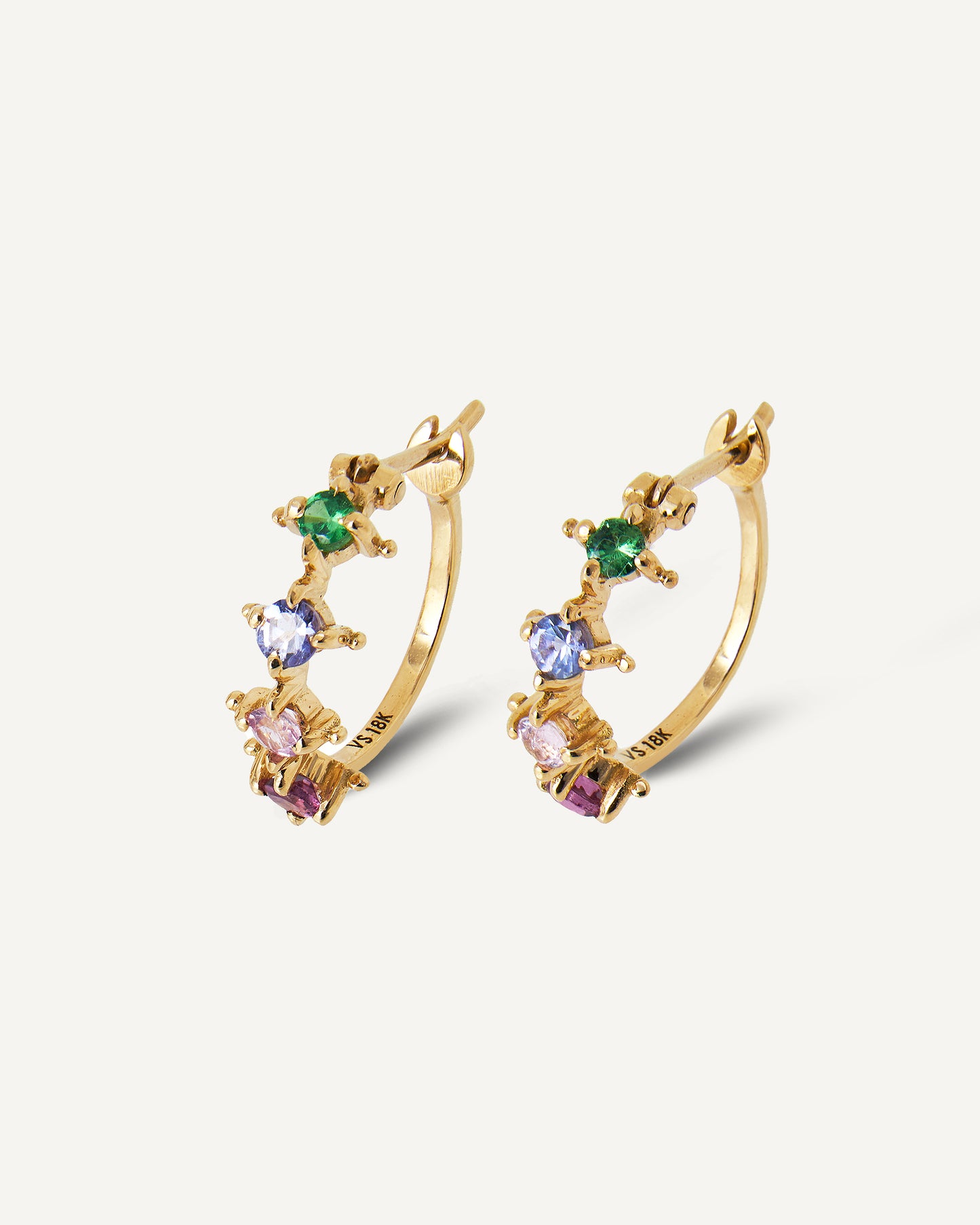 Argola Primavera em Ouro 18K e Pedras Preciosas Coloridas