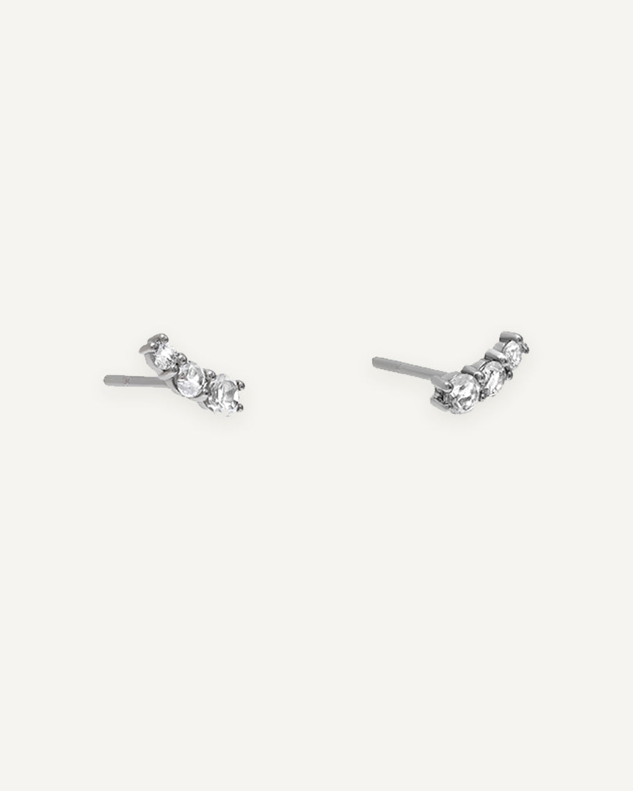 Brinco Stud Lily em Ouro Branco 18K e Topázios