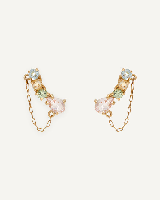 Brinco Earcuff Corrente em Ouro Amarelo 18K Candy