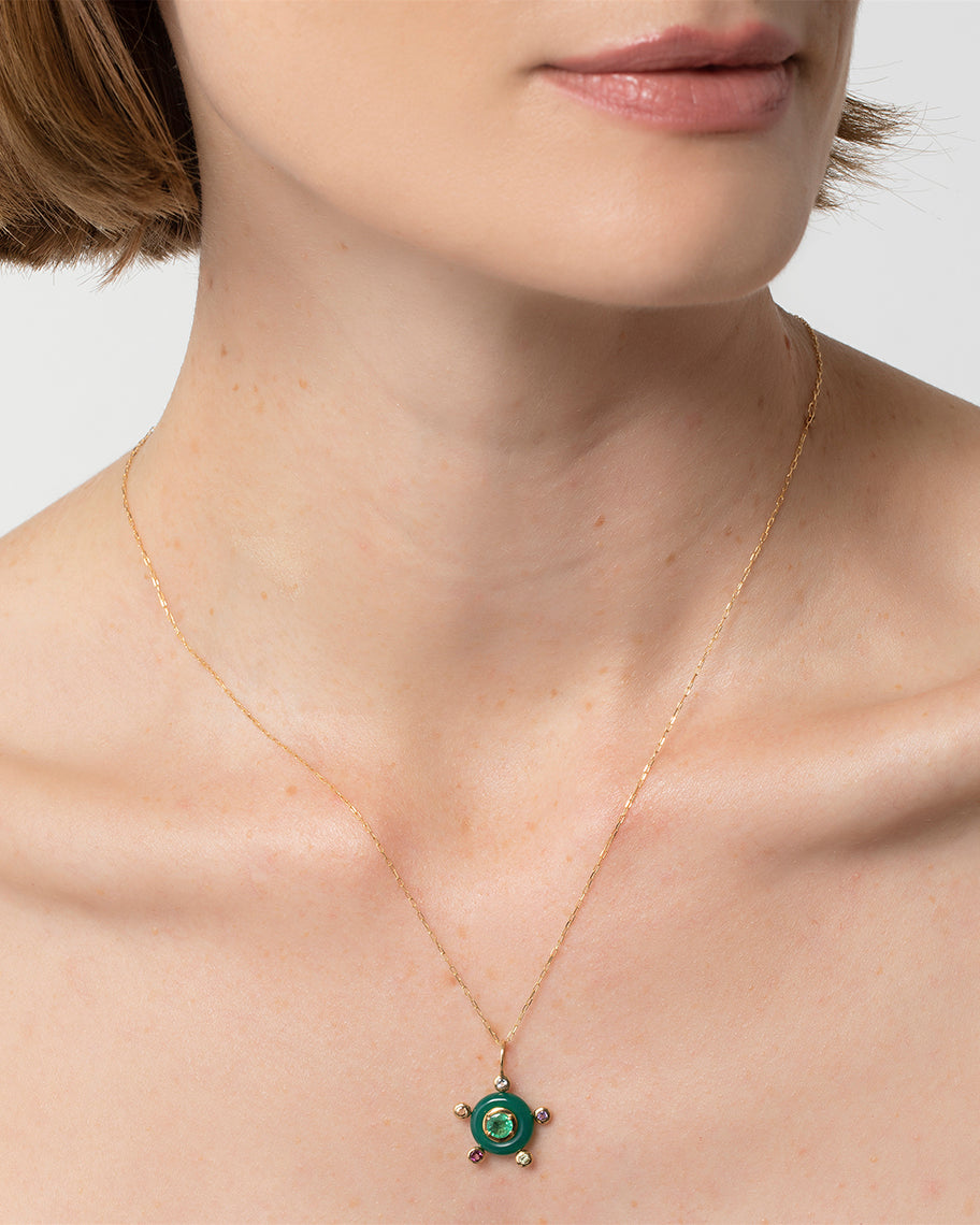 Pingente para Colar Mint em Ouro 18K com Ágata Verde