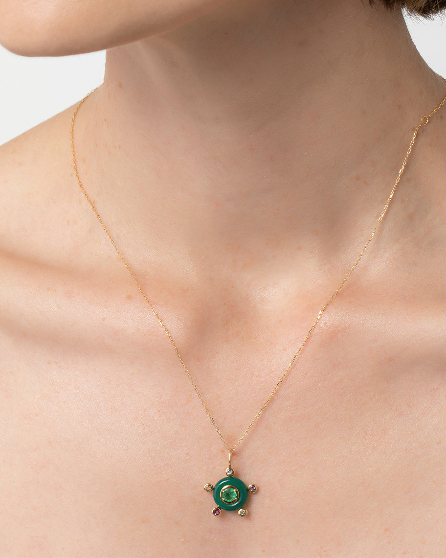 Pingente para Colar Mint em Ouro 18K com Ágata Verde