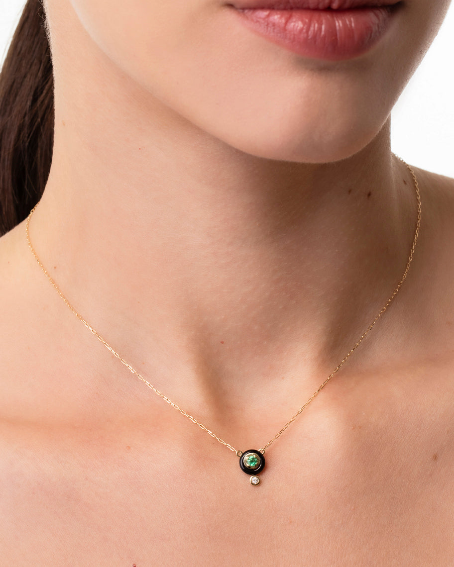 Colar Citric Médio em Ouro 18K com Ônix e Pedras Coloridas