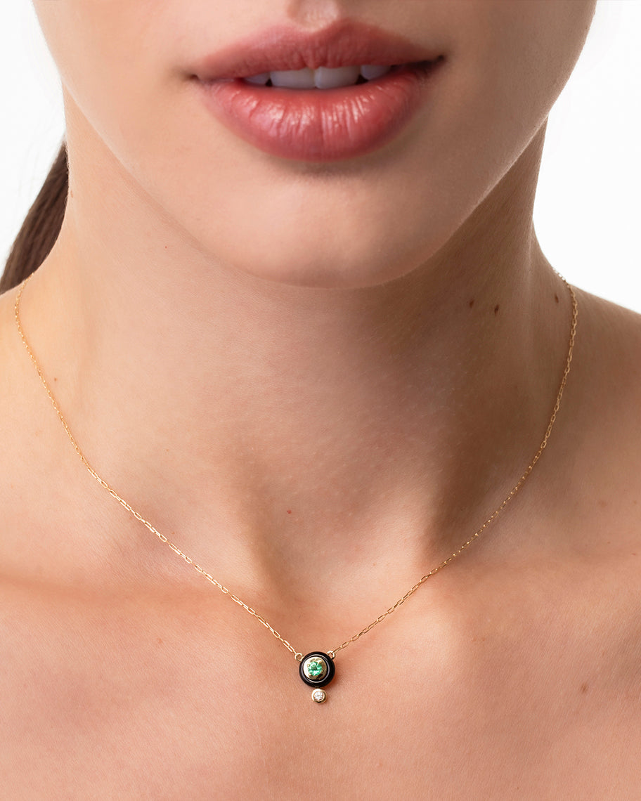 Colar Citric Médio em Ouro 18K com Ônix e Pedras Coloridas