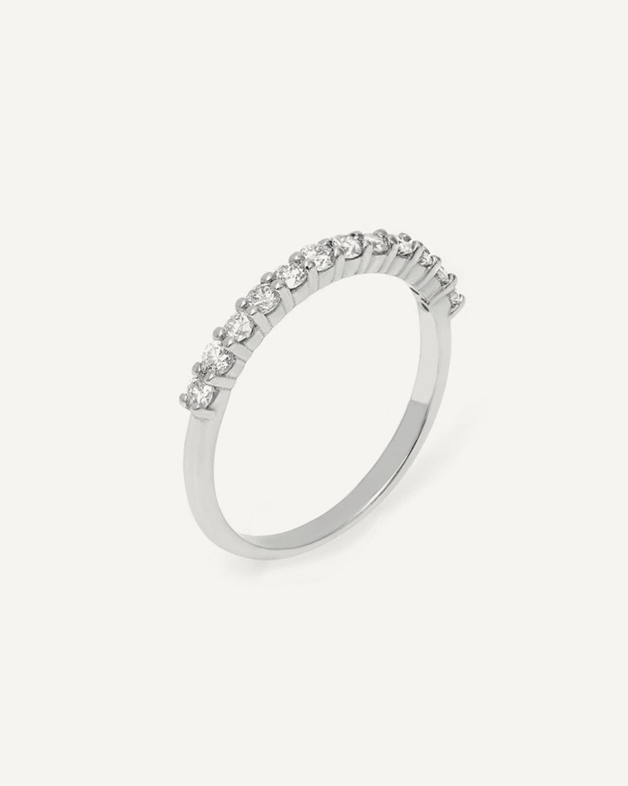 Meia Aliança Clarity em Ouro Branco 18K e 36 Pontos de Diamante