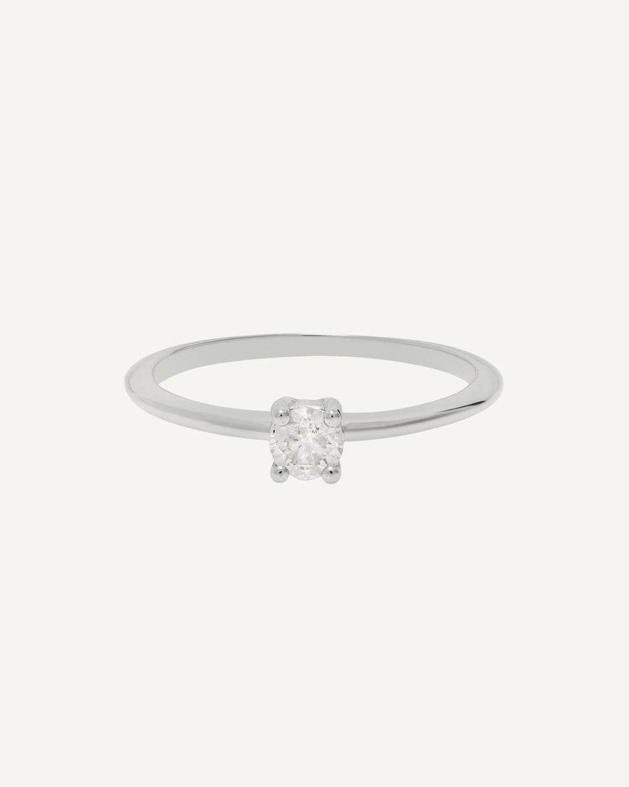 Anel Solitário Purity em Ouro Branco 18K com 24 Pontos de Diamante
