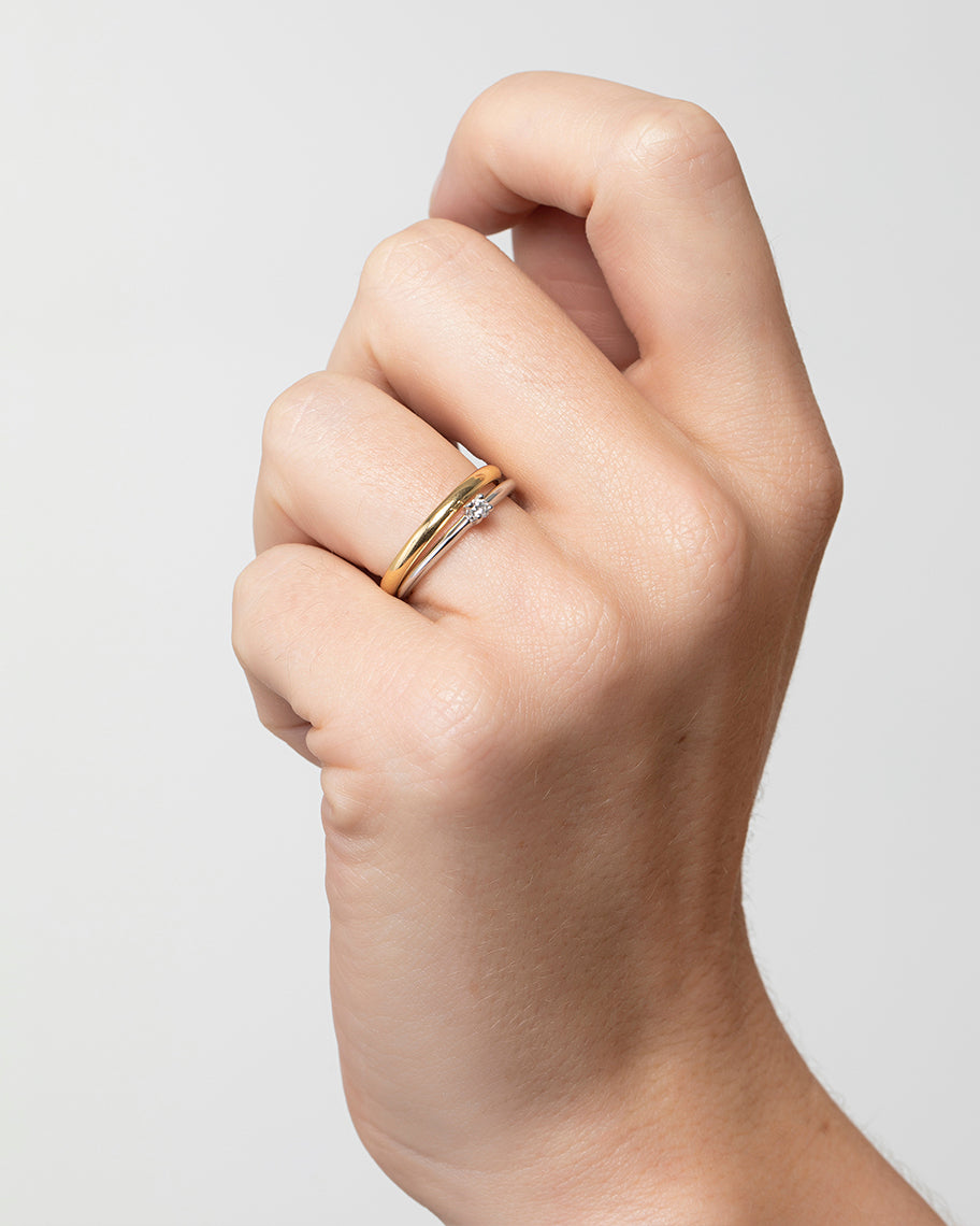 Anel Solitário Purity em Ouro Branco 18K com 6 Pontos de Diamante