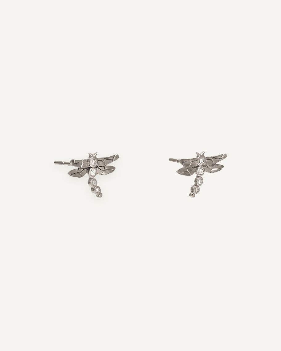 Brinco Stud Libélula em Ouro 18K e Brilhantes