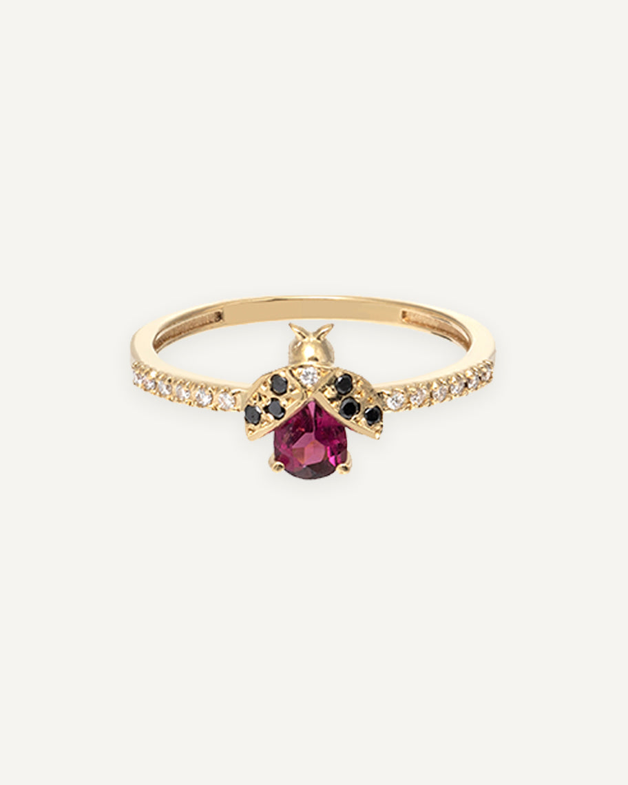 Anel de Joaninha Adalia em Ouro 18K