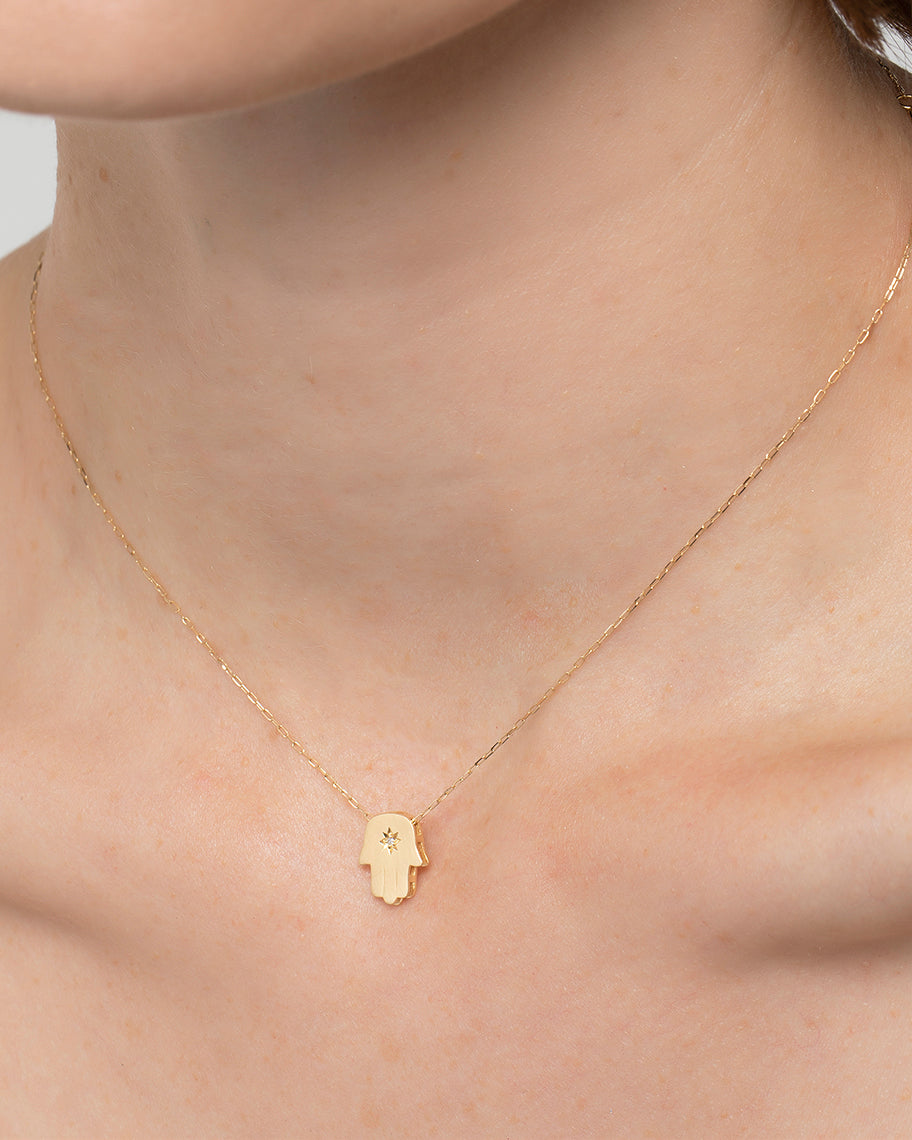 Colar Hamsá em Ouro 18K e Brilhante