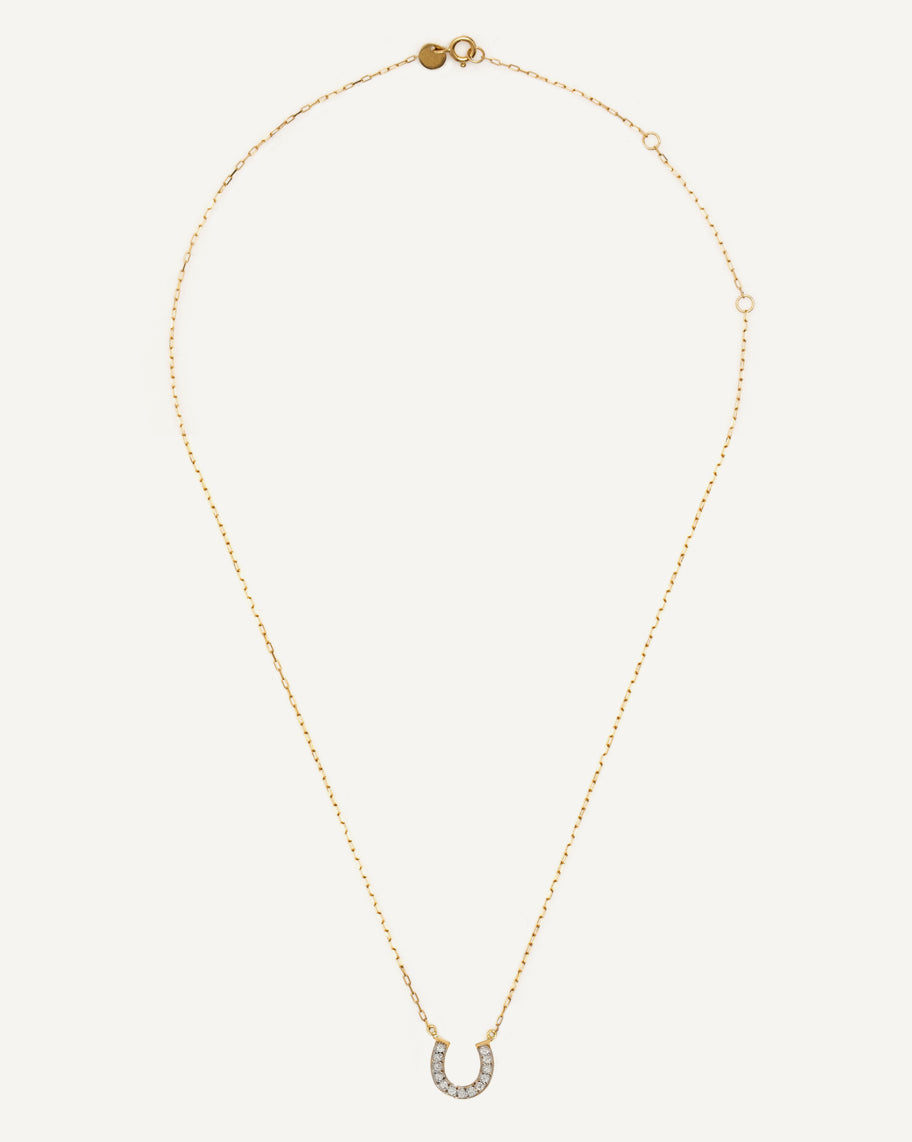 Colar Ferradura em Ouro Amarelo 18K com Brilhantes