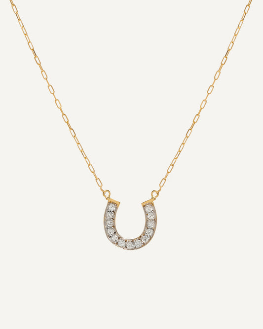 Colar Ferradura em Ouro Amarelo 18K com Brilhantes