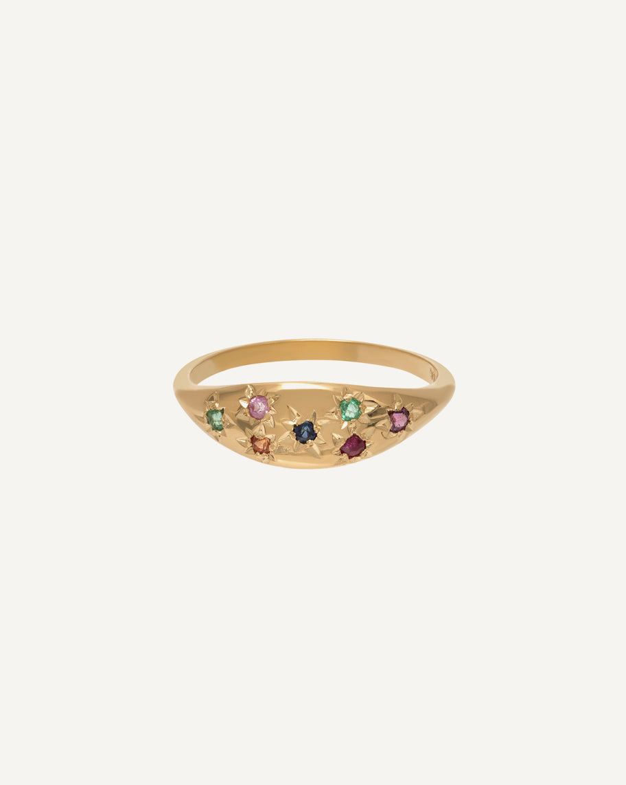 Anel Croma em Ouro 18k e Pedras Coloridas