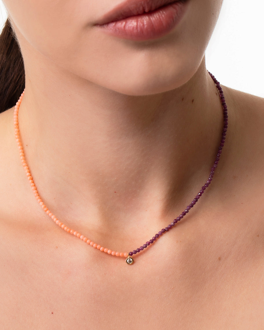 Colar Fortuna em Ouro 18k com Rubis e Corais