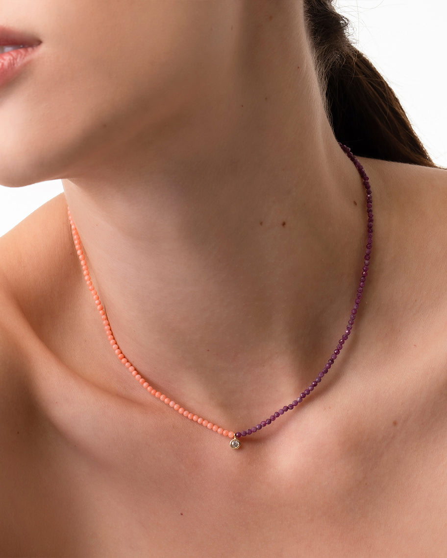 Colar Fortuna em Ouro 18k com Rubis e Corais