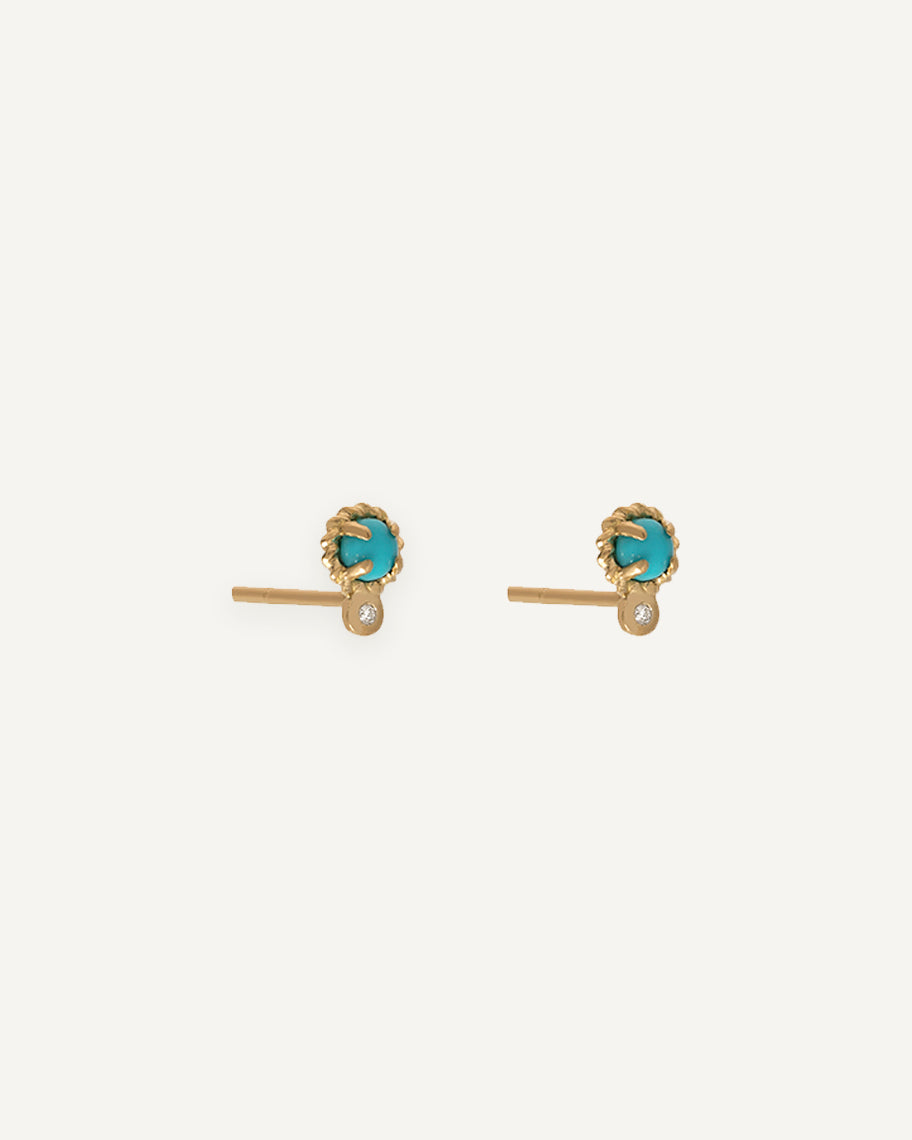 Brinco Harmonia em Ouro 18k com Turquesa e Brilhantes