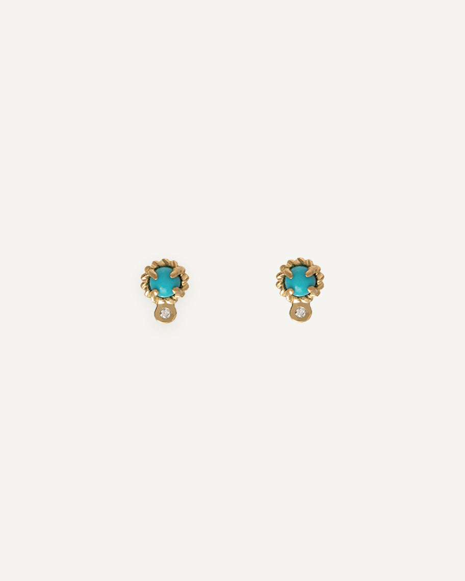 Brinco Harmonia em Ouro 18k com Turquesa e Brilhantes