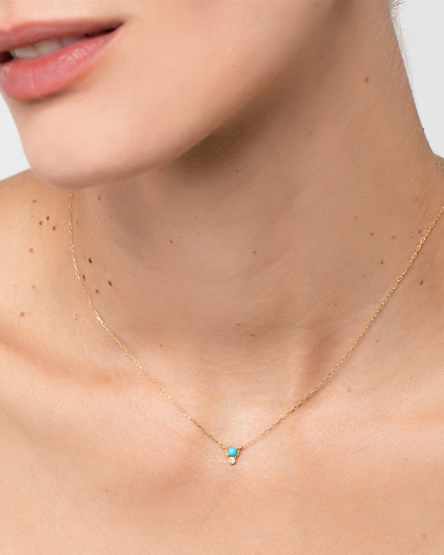 Colar Harmonia em Ouro 18k com Turquesa e Brilhantes