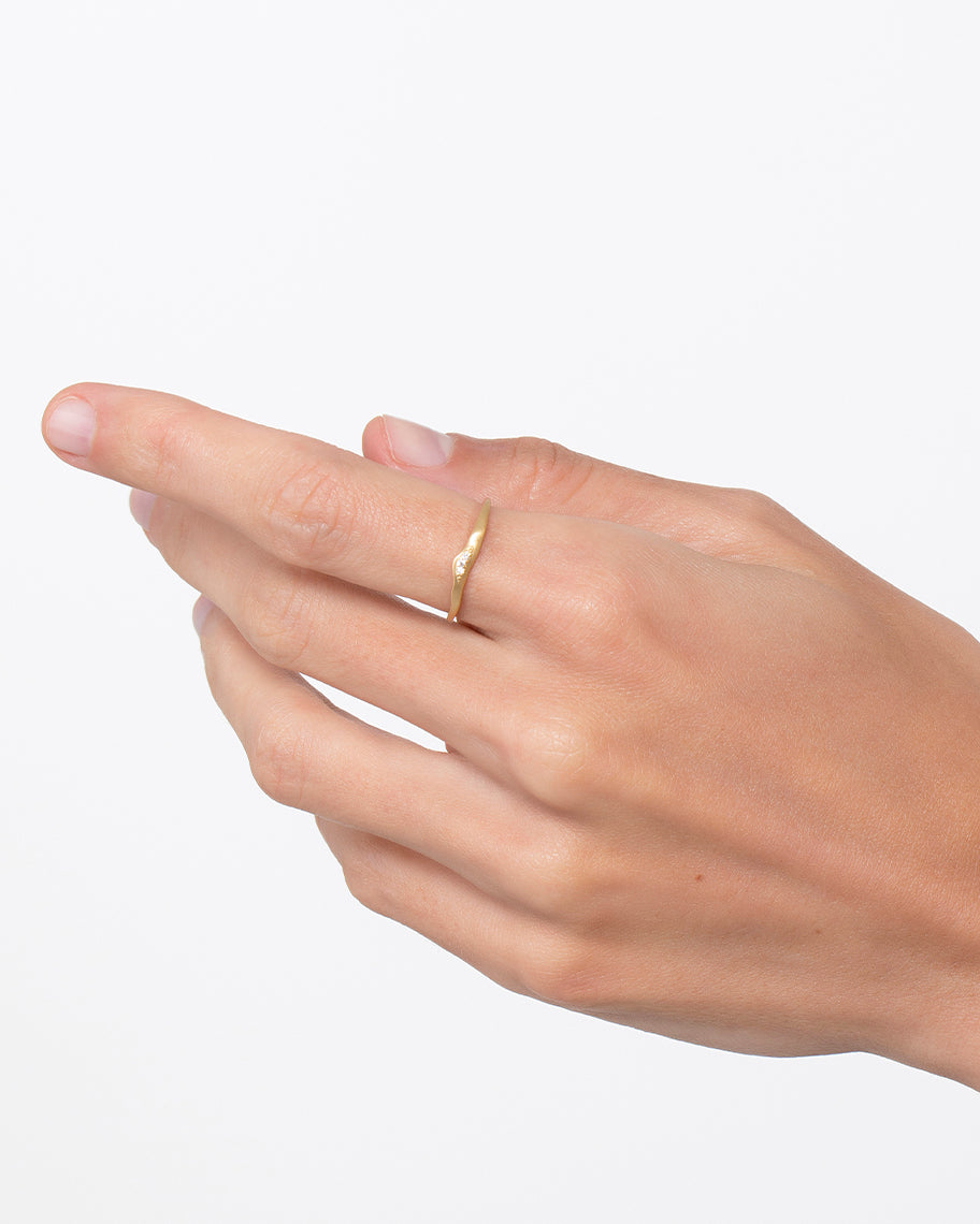 Anel Slim em Ouro 18k e Brilhantes