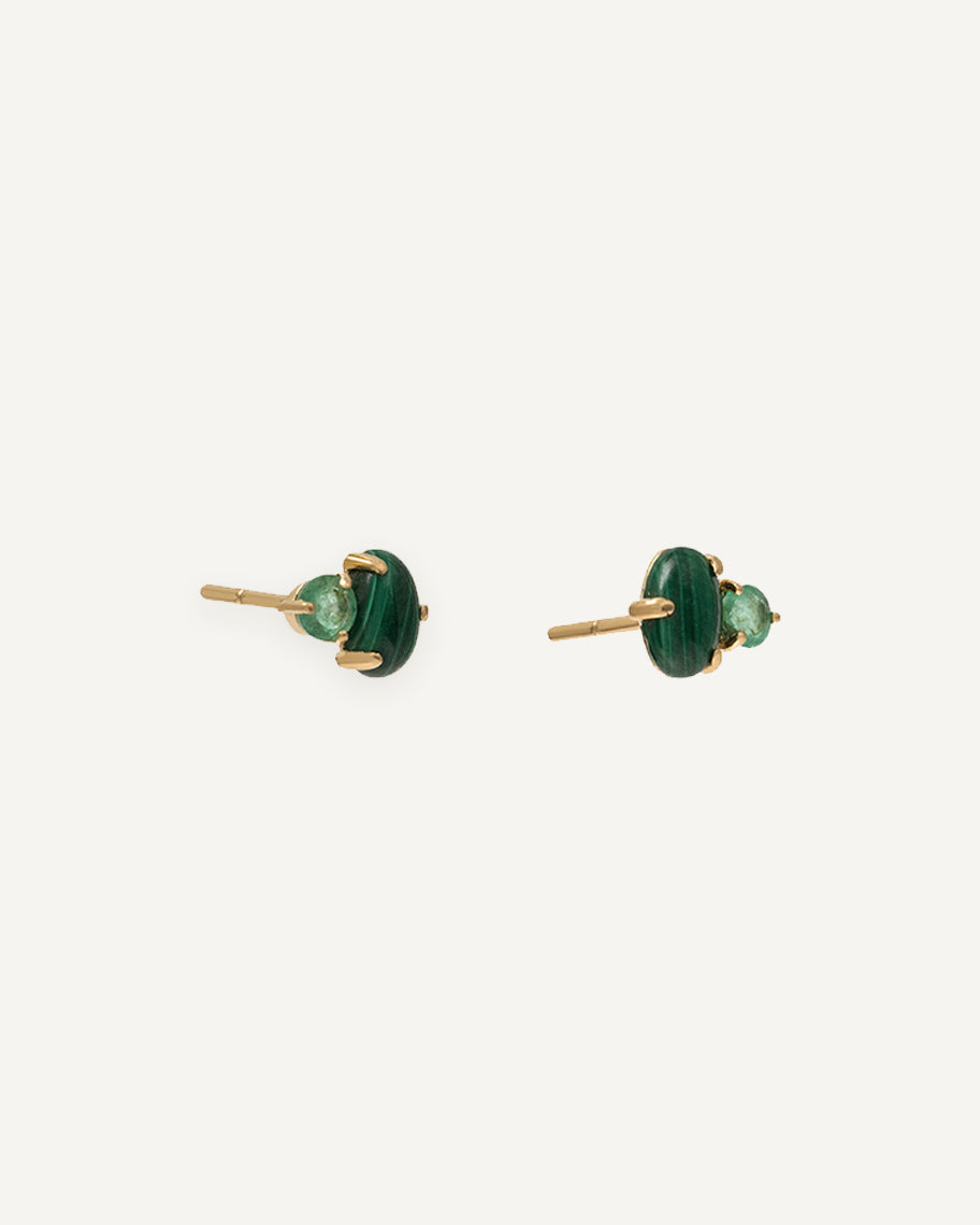 Brinco Cidra em Ouro 18k e Malaquitas