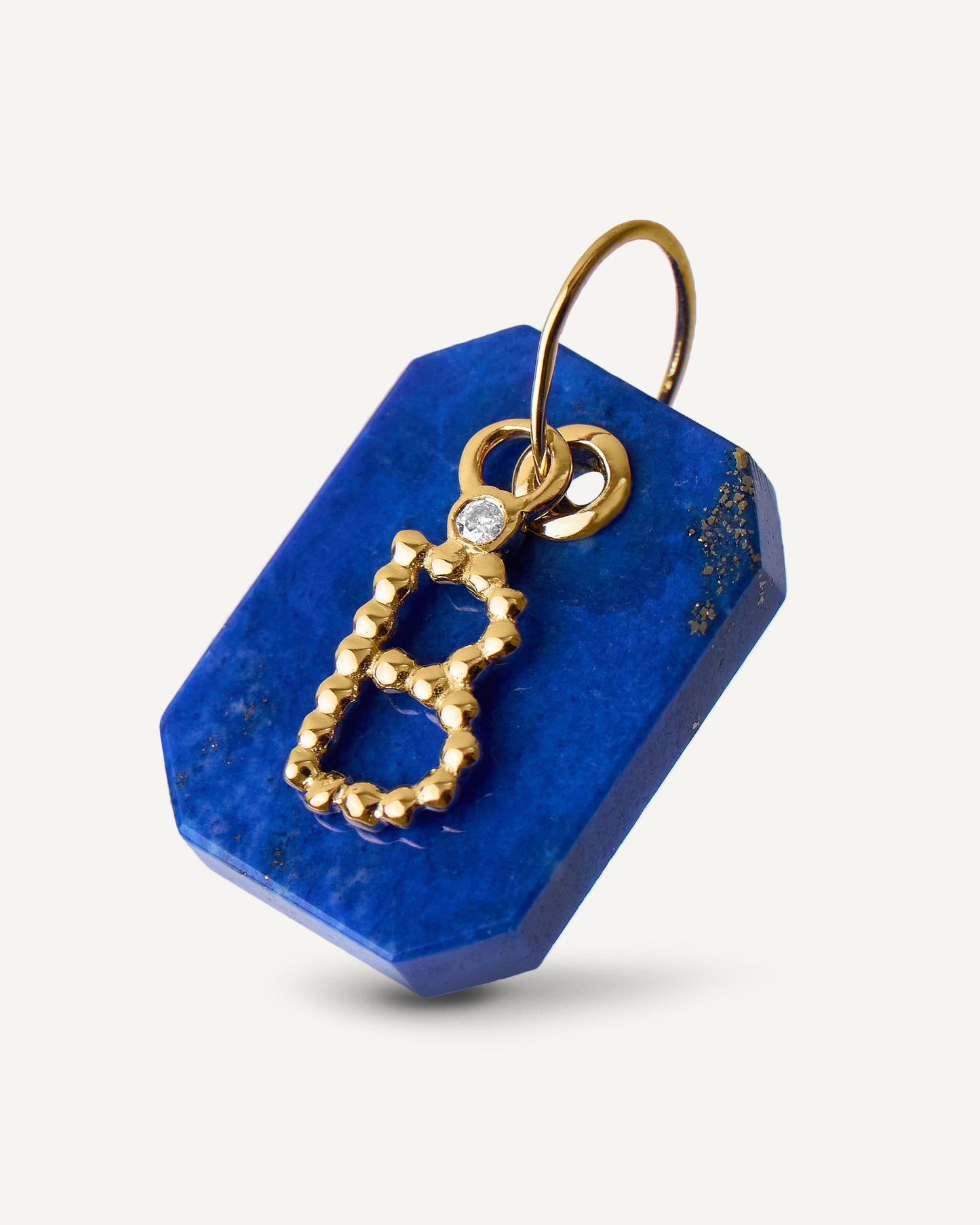 Pingente Personalizado Inicial Lápis-Lazúli em Ouro 18K