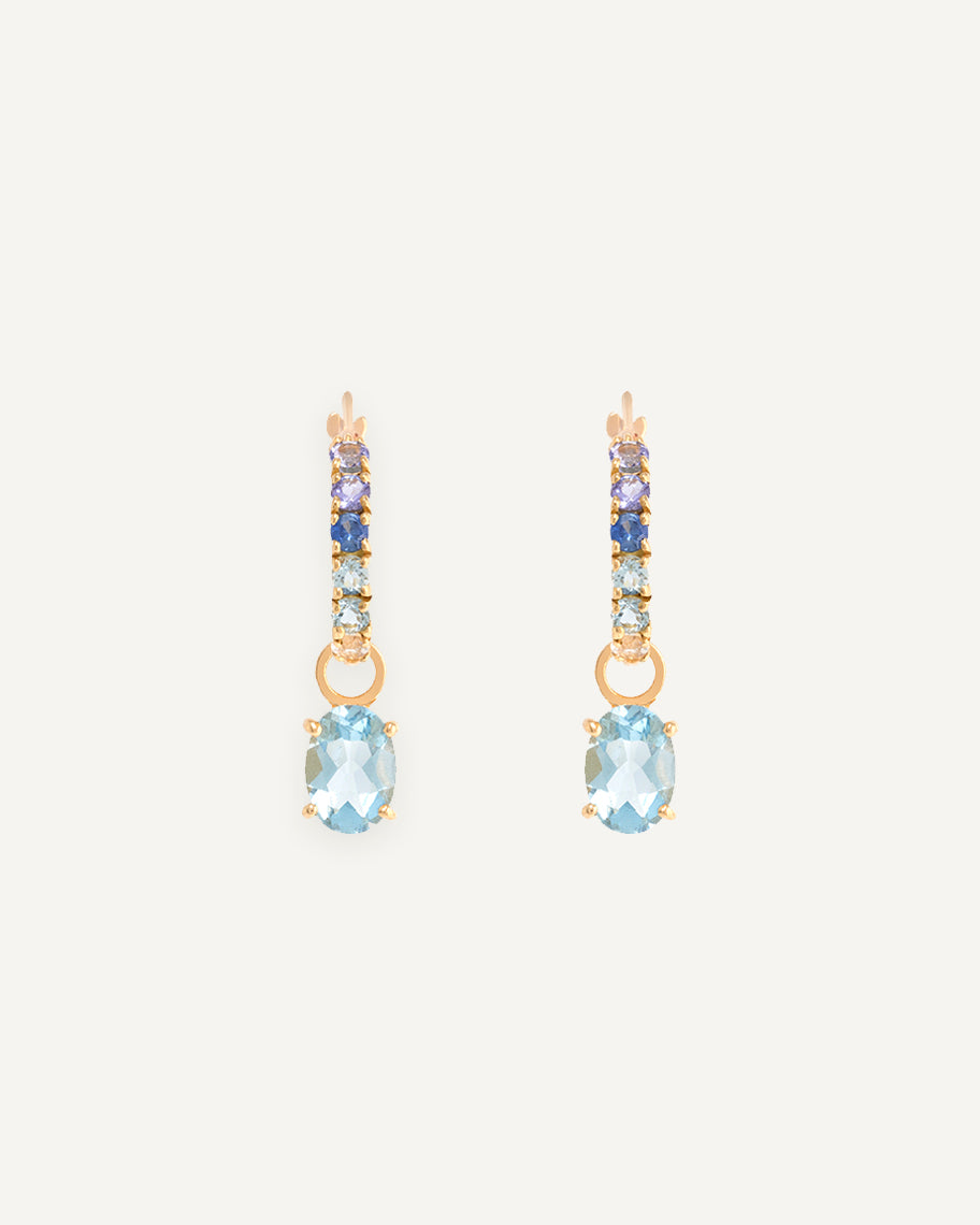 Brinco Argola Eva Celeste em Ouro 18K e Água-Marinha