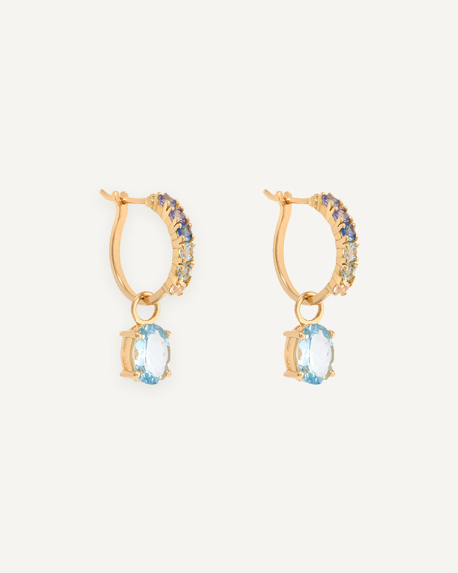 Brinco Argola Eva Celeste em Ouro 18K e Água-Marinha