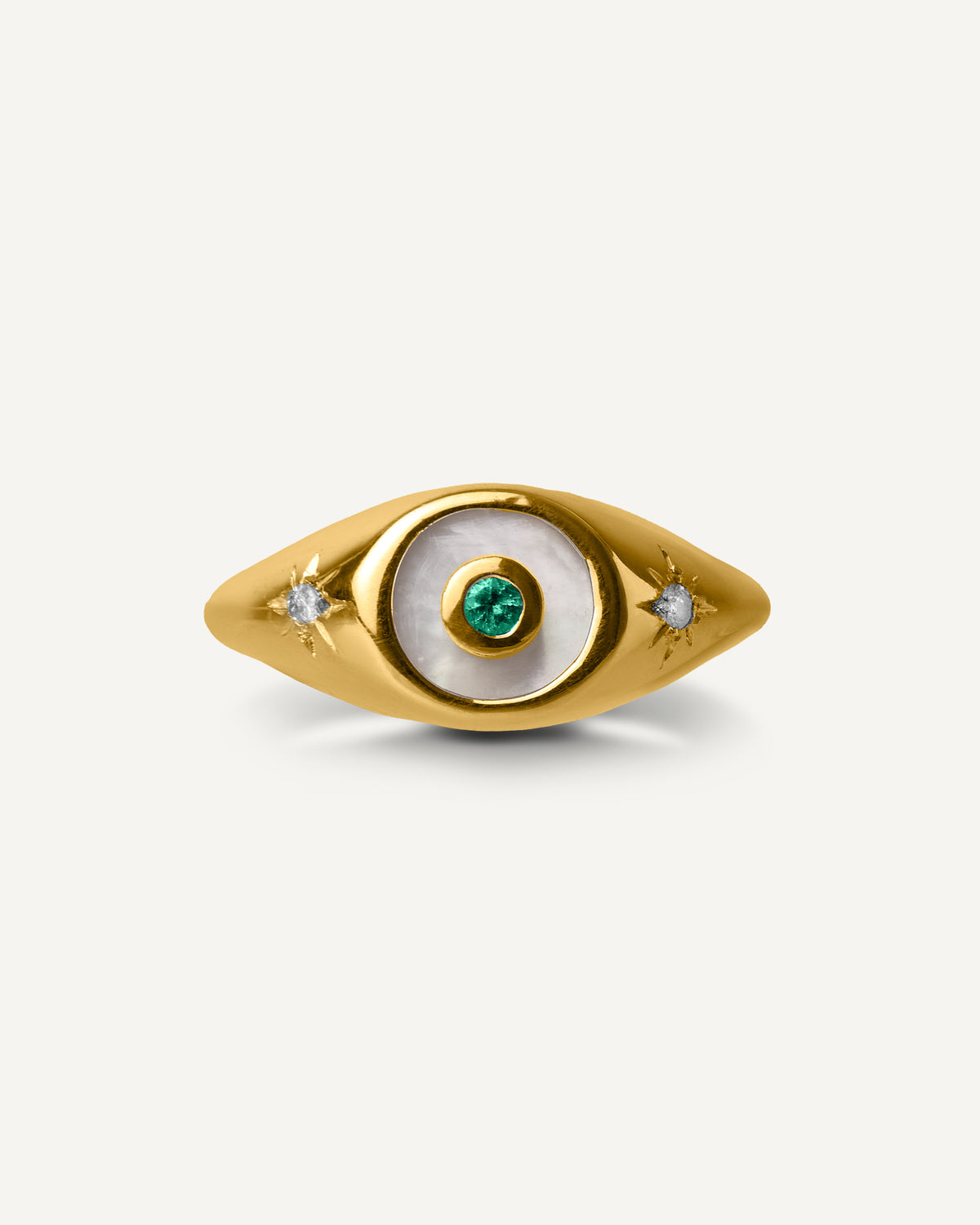Anel Poente em Ouro 18k com Madrepérola e Diamante