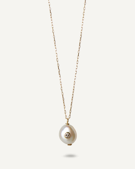 Colar Nébula em Ouro 18K com Pérola e Safira