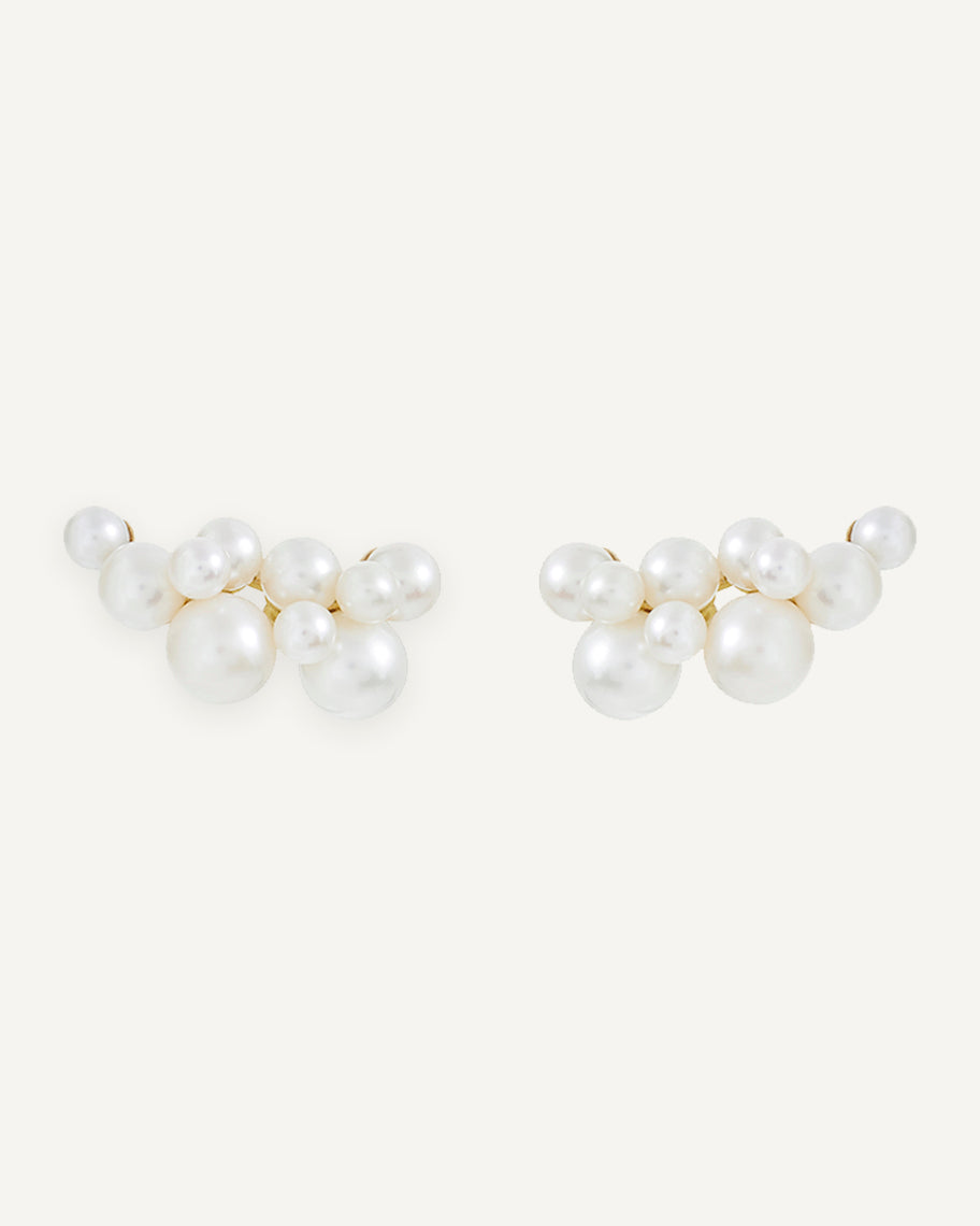 Brinco Earcuff Vapor em Ouro 18K com Pérolas