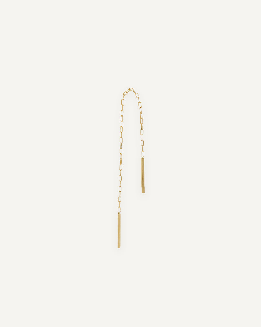 Brinco Unitário Fio Corrente em Ouro 18K