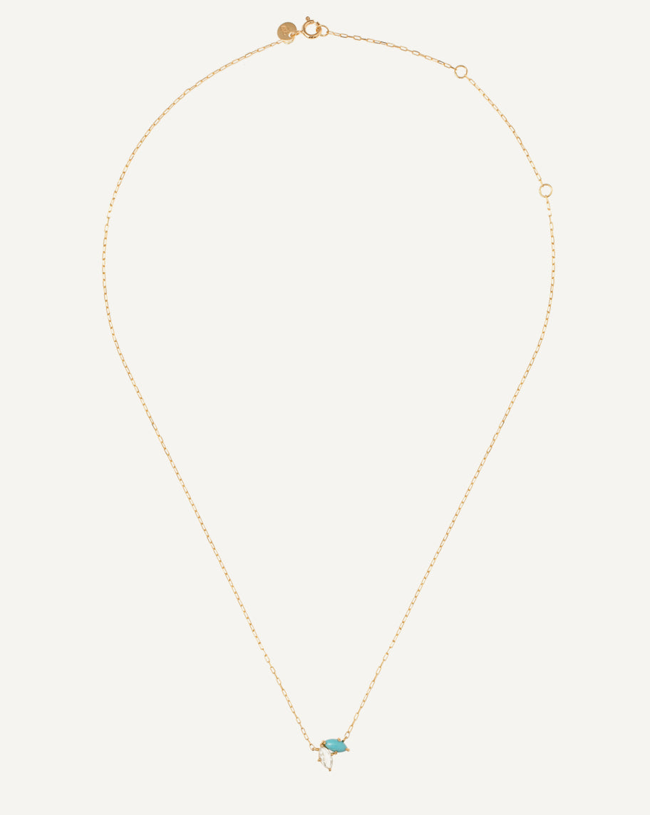 Colar Leaf em Ouro 18K e Turquesa