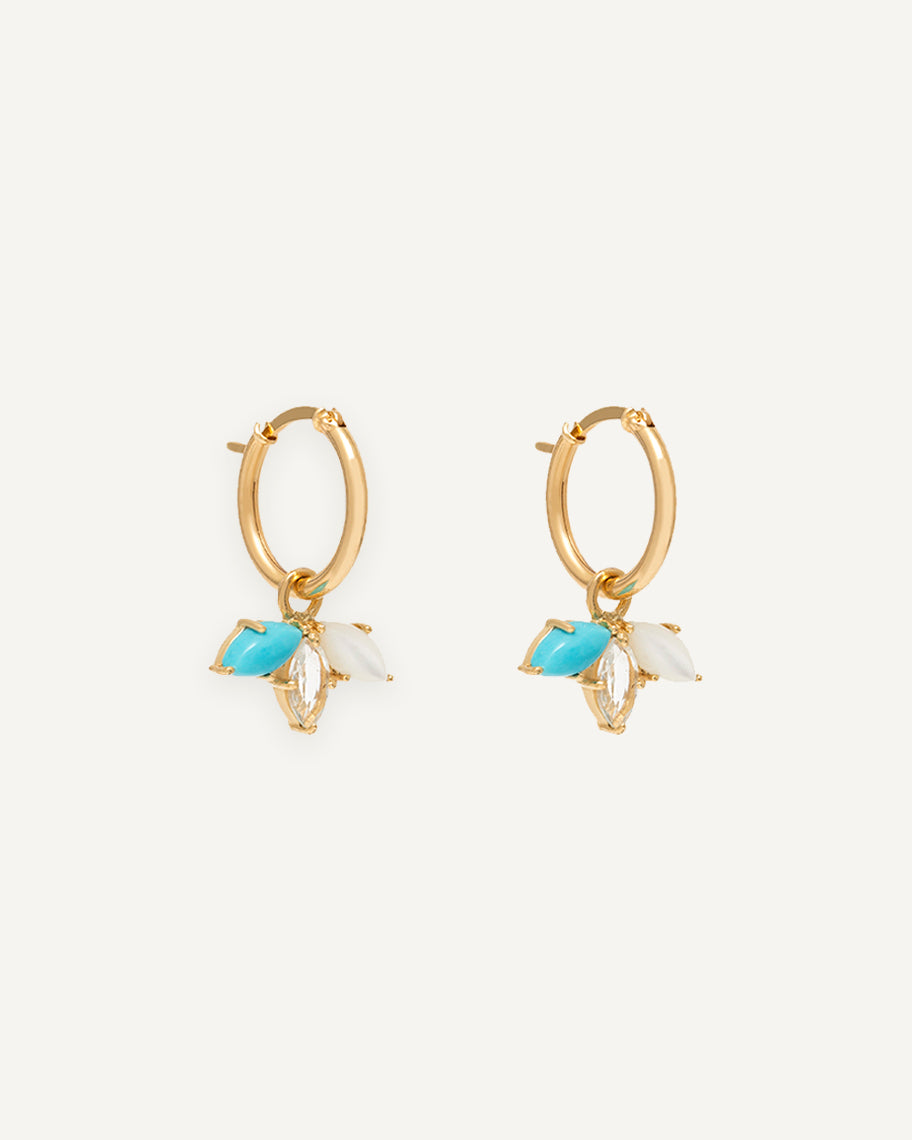 Brinco Argola Botânica em Ouro 18K e Pedras Preciosas