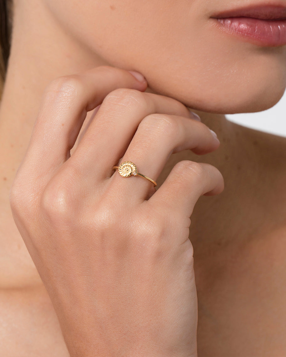 Anel de Concha em Ouro 18K Coquille