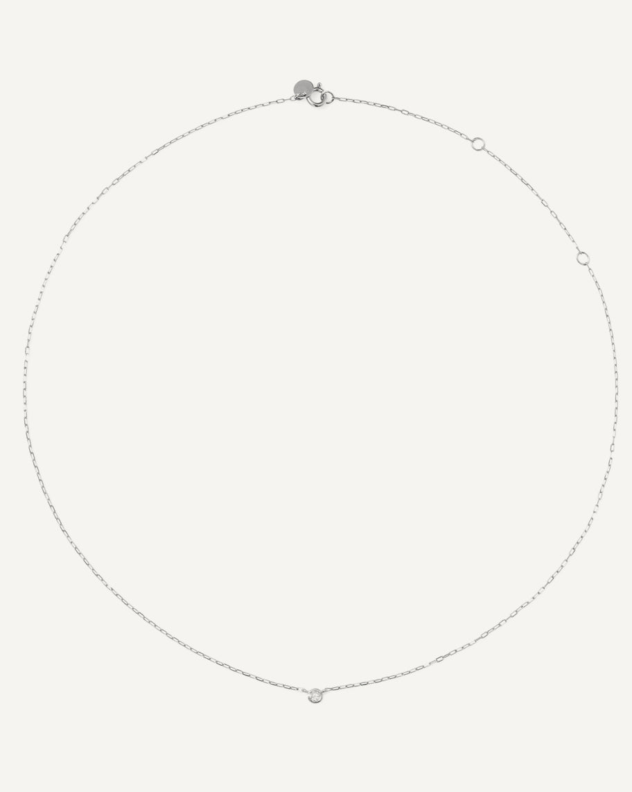 Colar Solitário Brilhante de 6 Pontos em Ouro Branco 18K