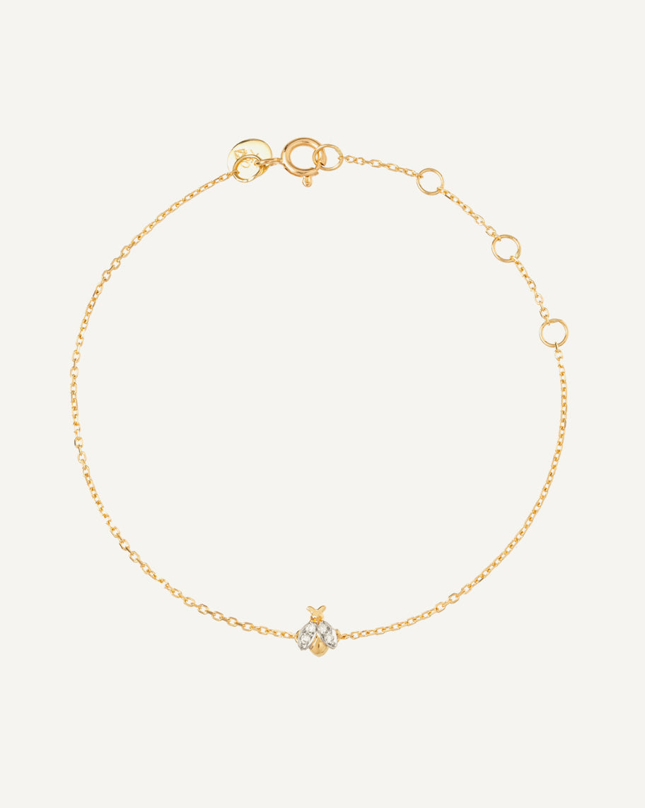 Pulseira Infantil Bug em Ouro 18K e Brilhantes
