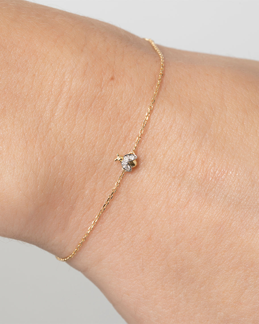 Pulseira Infantil Bug em Ouro 18K e Brilhantes