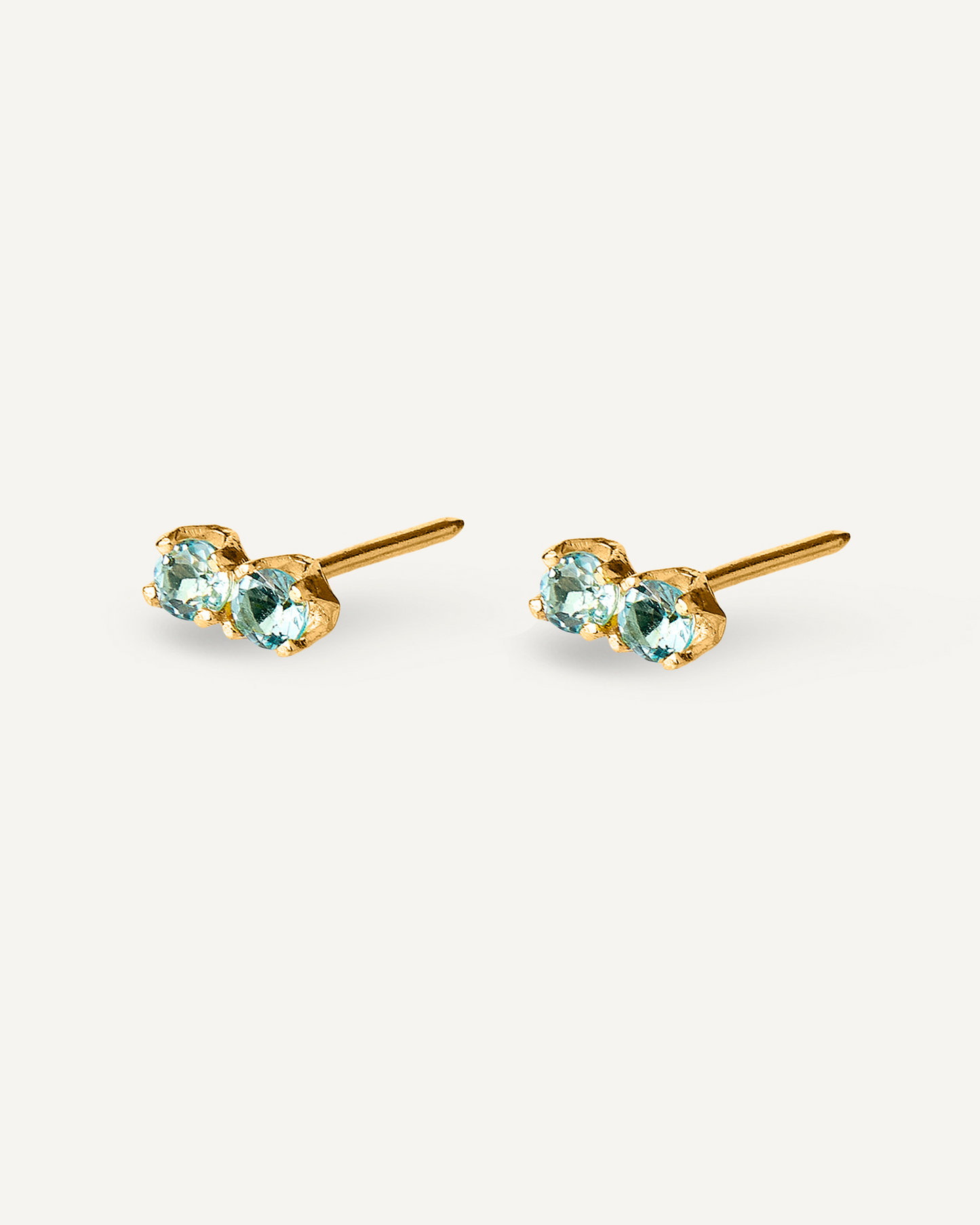 Brinco Two Petit em Ouro 18K e Topázios Azuis