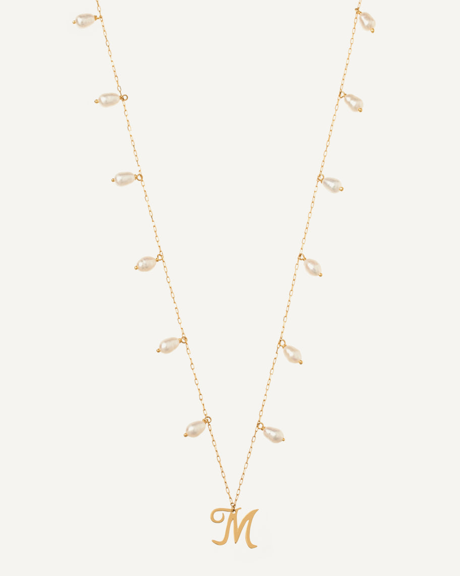 Colar Personalizado Manuscrito em Ouro 18K e Pérolas