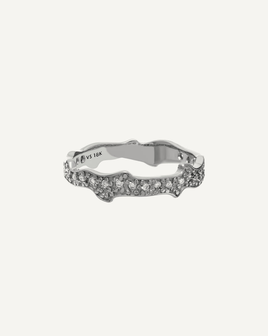 Anel Seiva em Ouro Branco 18k e Diamantes