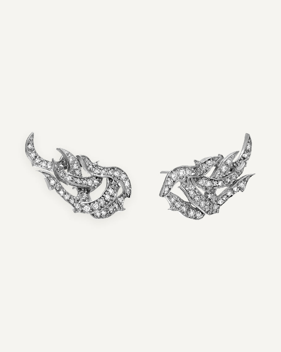 Brinco Seiva em Ouro Branco 18k e Diamantes