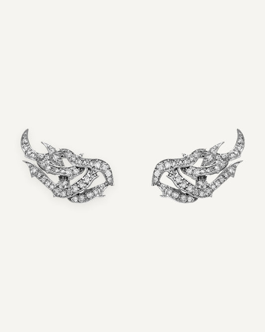 Brinco Seiva em Ouro Branco 18k e Diamantes