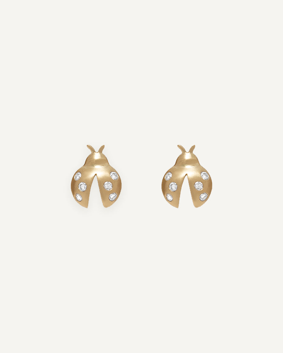 Stud Ladybug em Ouro 18k e Brilhantes