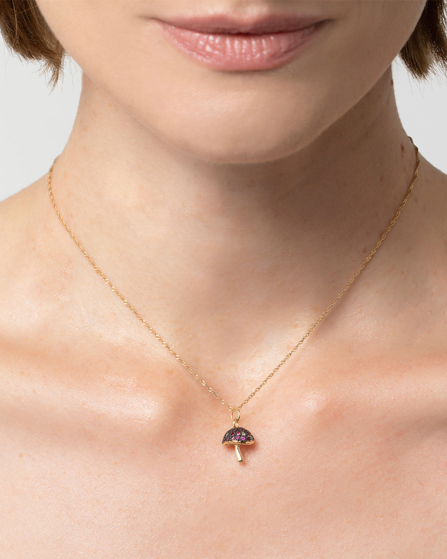 Pingente para Colar Cogumelo em Ouro 18k