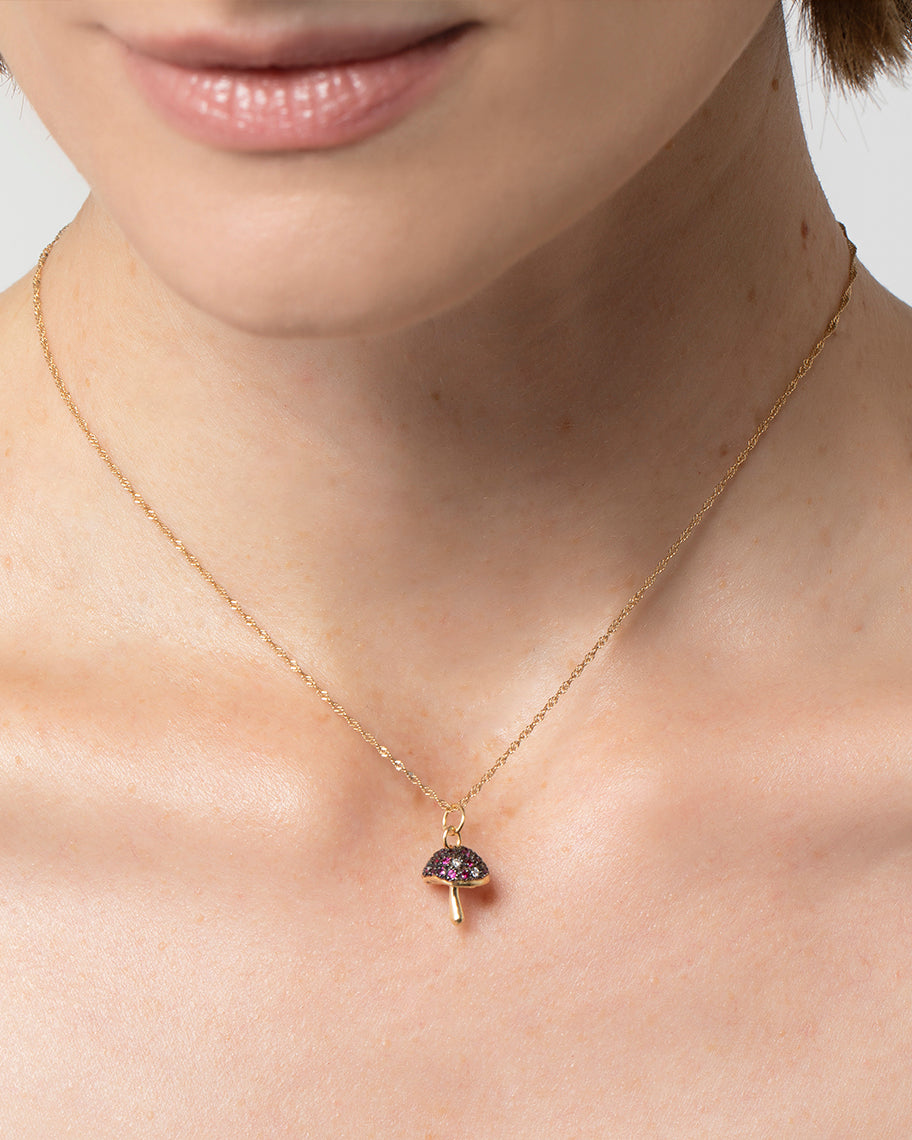 Pingente para Colar Cogumelo em Ouro 18k